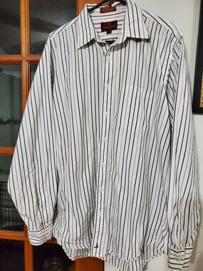 Nordstrom Classic Dress Shirt Mens 16.5 36 Blue White Stripe Button Down Cotton